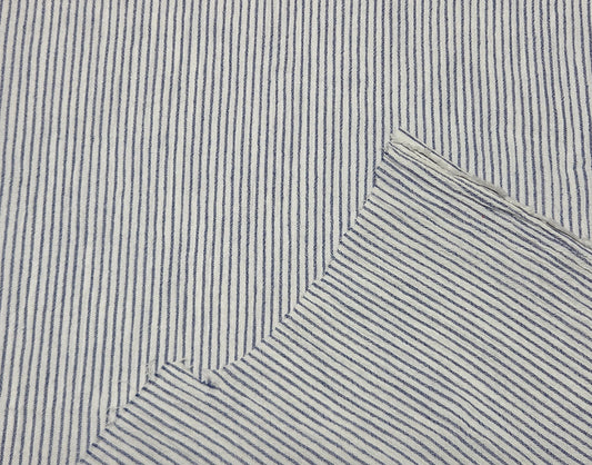 Blue White Stripe Crinkle Woven Cotton Yarn Dye Fabric
