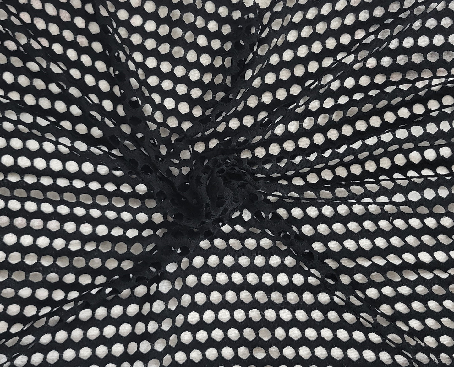 Black Cotton Spandex Fishnet (Netting) Knit Big Holes