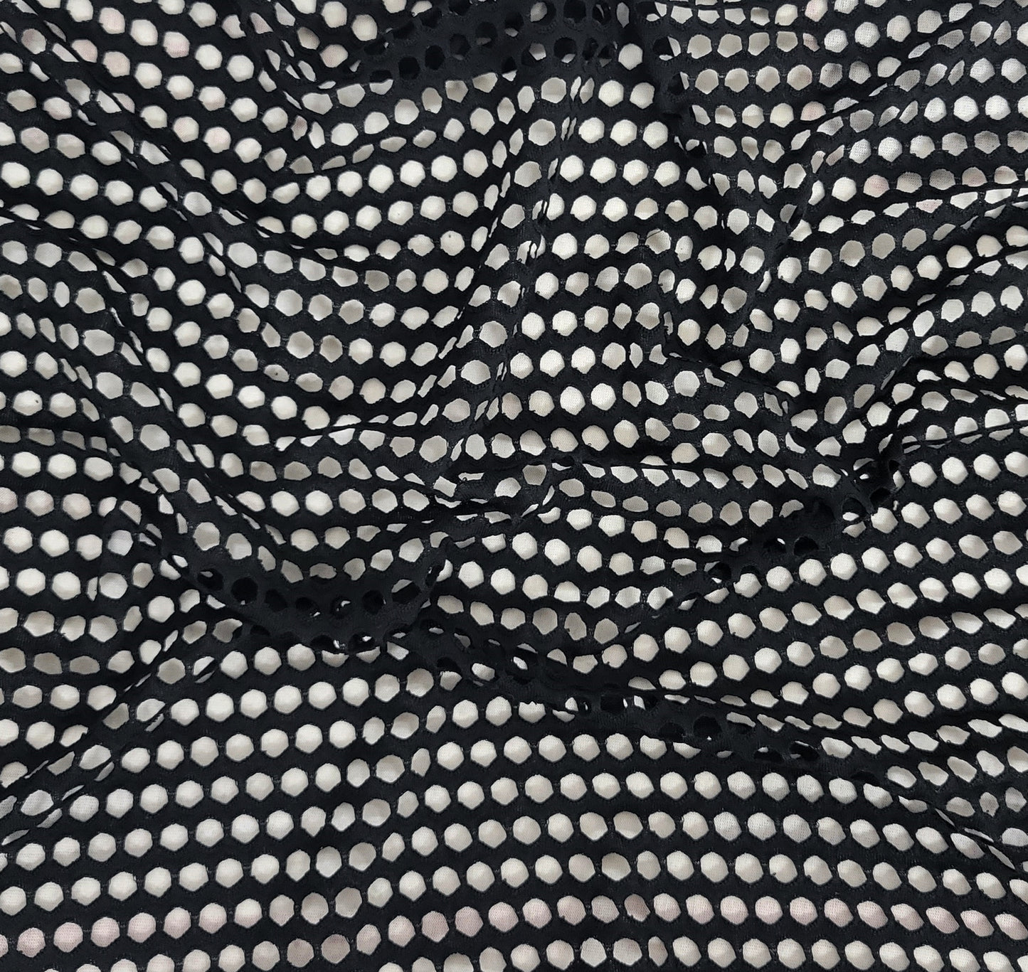 Black Cotton Spandex Fishnet (Netting) Knit Big Holes