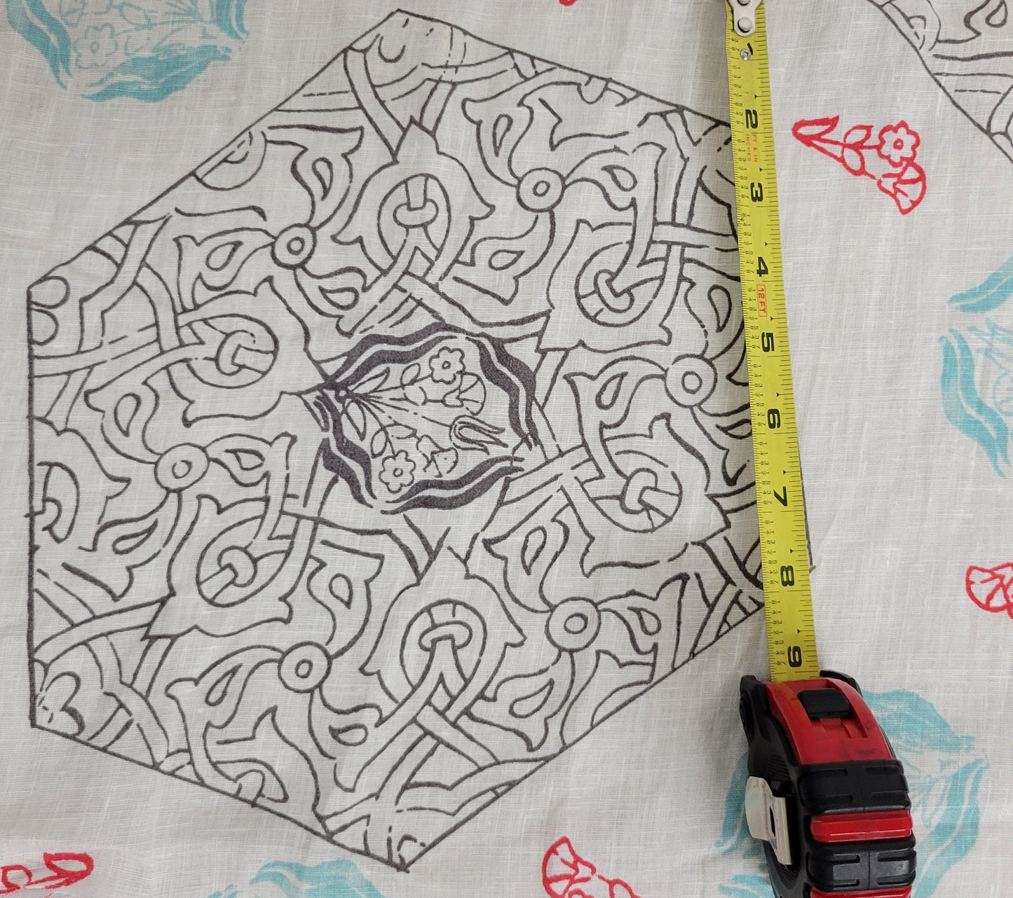 100% Woven Linen Blue Gray Abstract Print