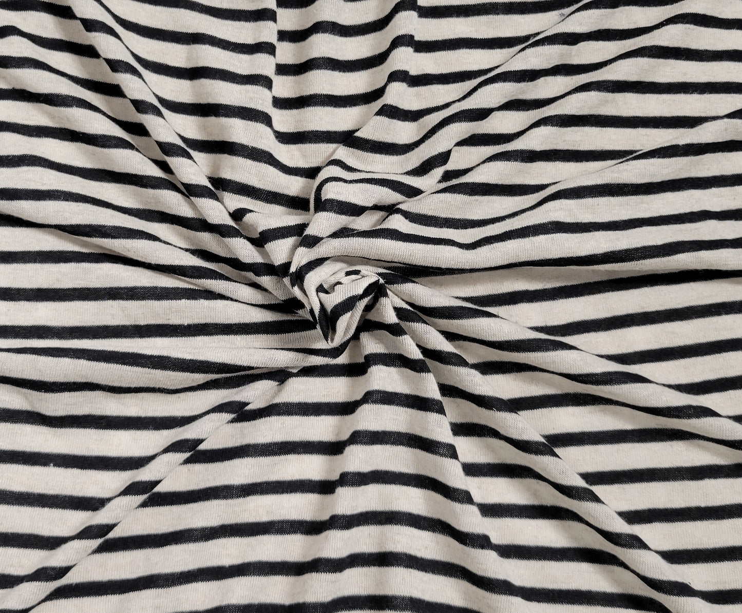 Yarn Dye Stripe Black Natural Linen Jersey Blend