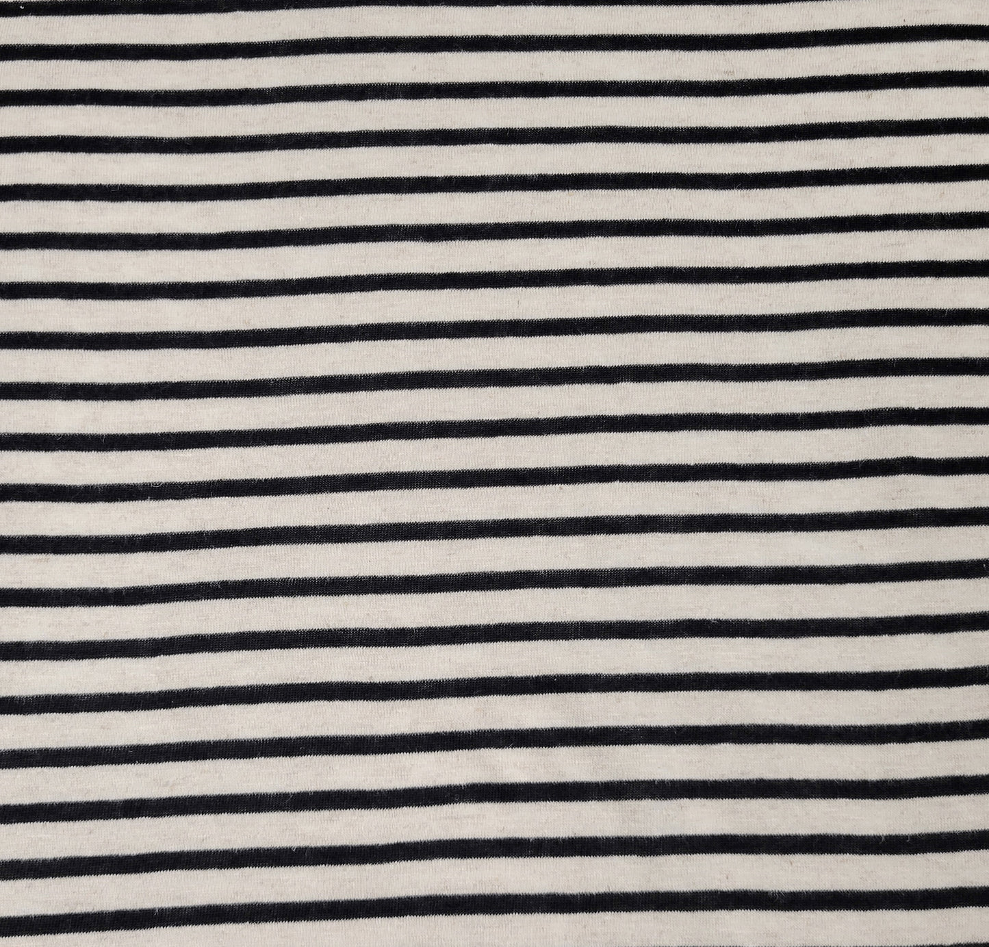 Yarn Dye Stripe Black Natural Linen Jersey Blend