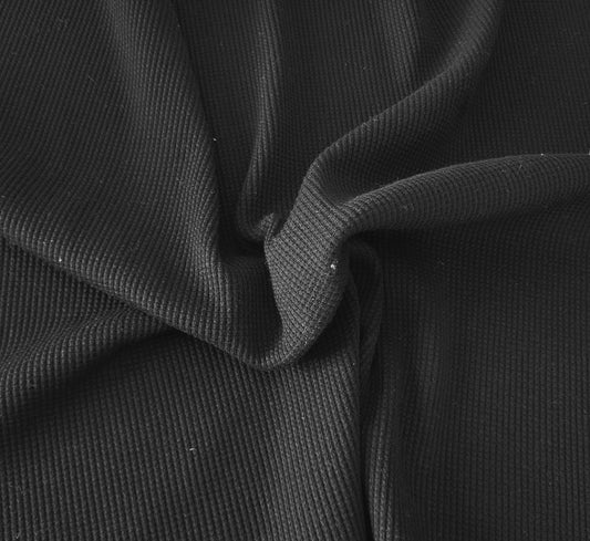 Cotton Blend Thermal Knit Fabric Black 250GSM