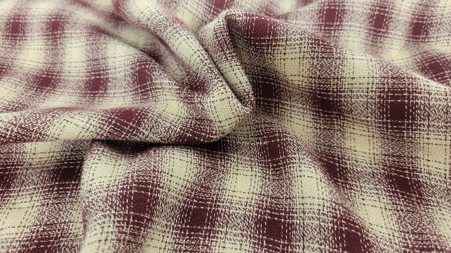 Yarn Dye Plaid Rayon Blend Wine / Khaki