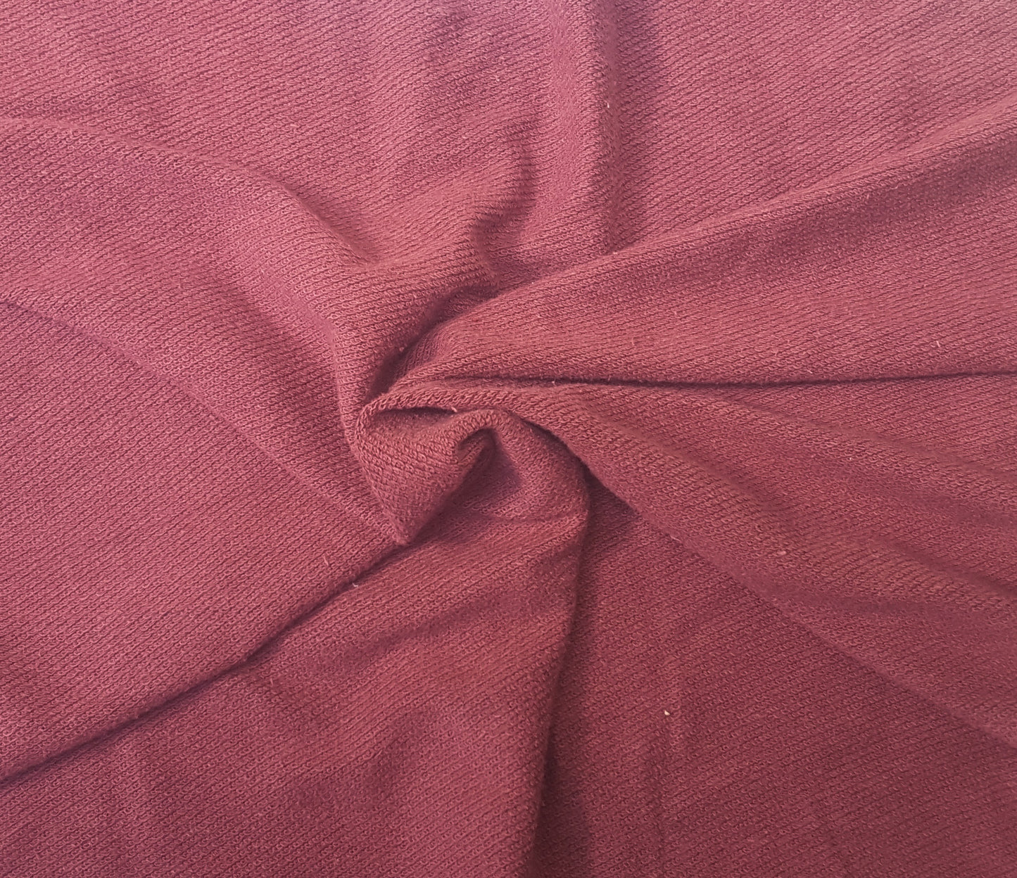 Two Tone Burgundy Black Yarn Dye Rayon Cotton Blend French Terry Knit