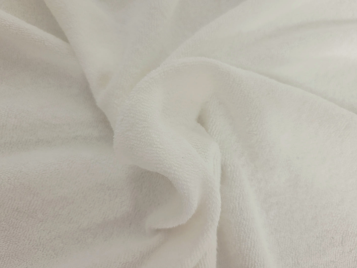 White Cotton Blend Loop Terry Knit
