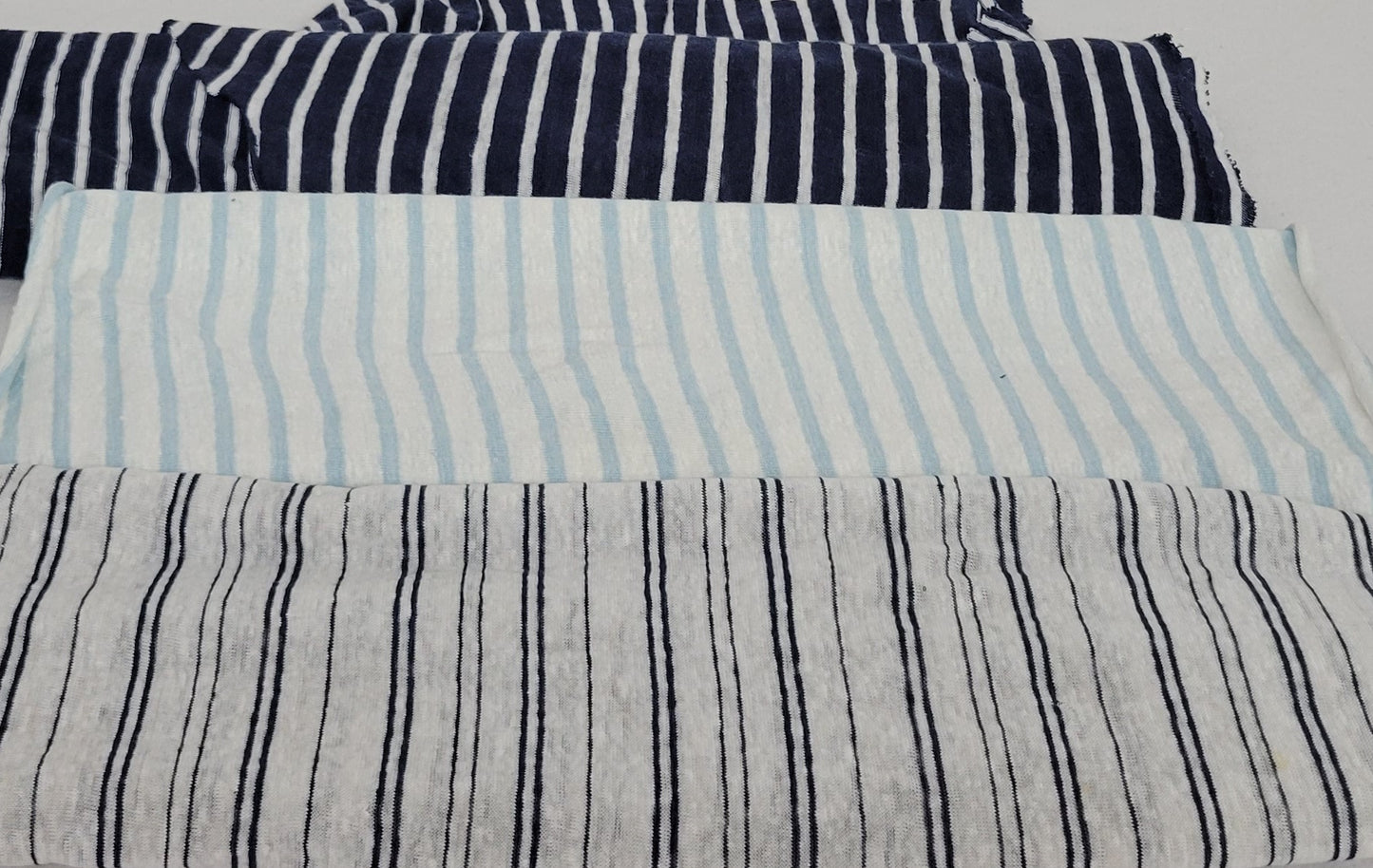 Yarn Dye Stripe White Light Blue Linen Jersey