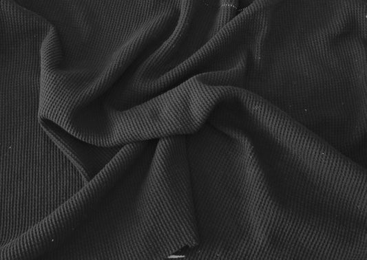 Prewashed Cotton Thermal Knit Fabric Black 260GSM