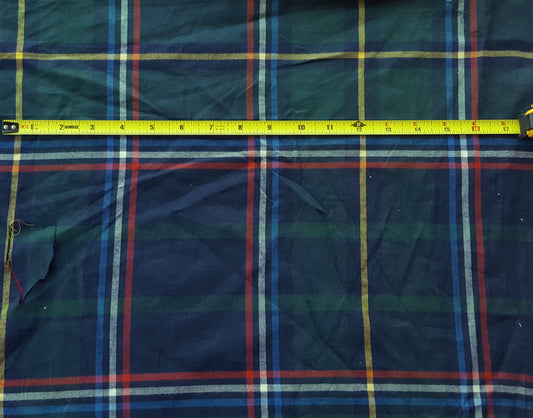 Italian Cotton Flannel Fabric Green Plaid Yarn Dyed Tartan