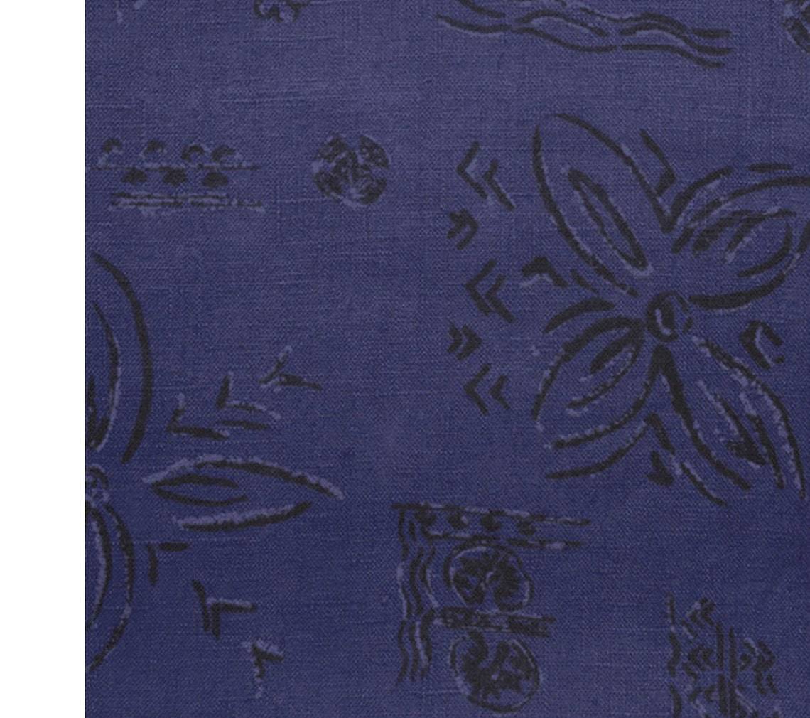 100% Linen Navy with Flowers Print #2