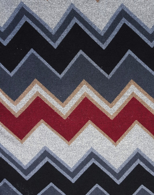 Sweater Knit Chevron Design Burgundy Black Oatmeal