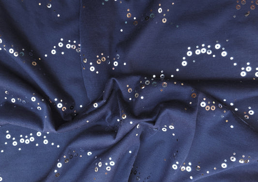 Navy with Silver Sequins Jersey 2/16