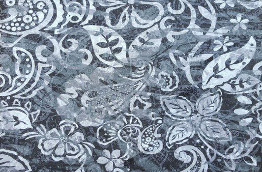 Paisley Flower Print Cotton Blend Burnout Jersey