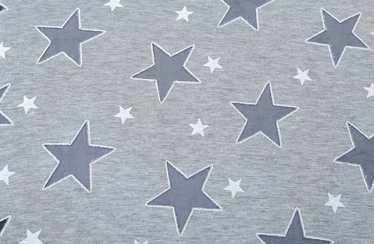 Heather Gray Cotton Jersey Burnout Stars 10/15