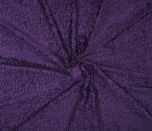Purple Swirls Stretch Velvet Jacquard