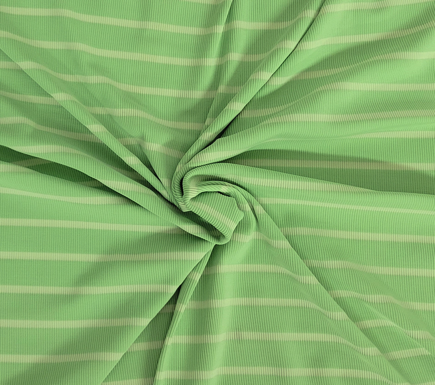 Green Stripe 1x1 Rib Nylon Spandex