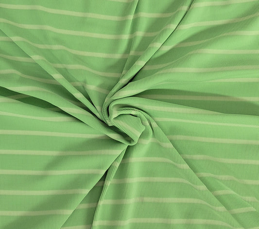Green Stripe 1x1 Rib Nylon Spandex
