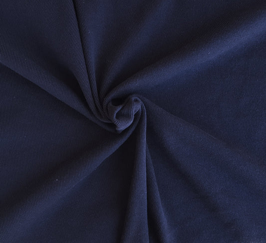 Navy Recycled Cotton Poly 1x1 Sweatshirt Rib Knit