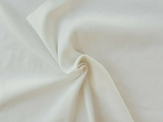 Off White Recycled Cotton Poly 1x1 Sweatshirt Rib Knit