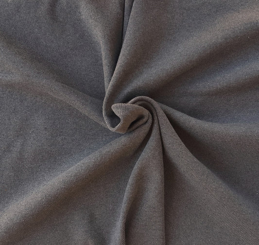 Gray Recycled Cotton Poly 1x1 Sweatshirt Rib Knit