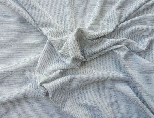 Gray Off White Yarn Dye Stripes Fabric Jersey Knit By the Yard