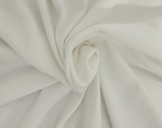 Off White Cotton Tencel Spandex 2x1 Rib