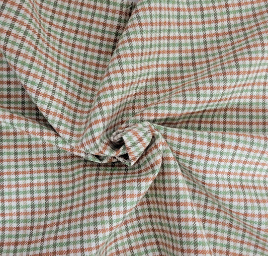 Green Brown Taupe Yarn Dye Linen Cotton Gingham