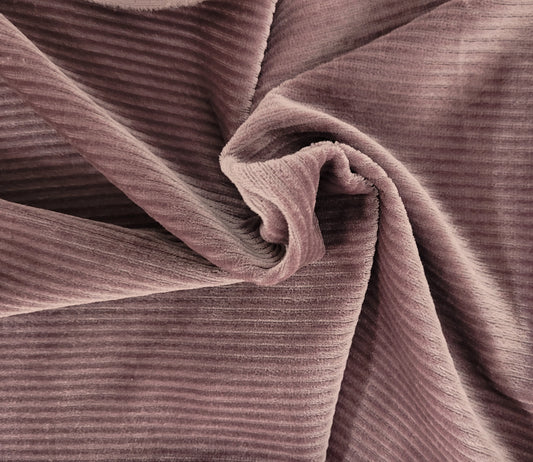 Plum Corded Stretch Velvet Velour