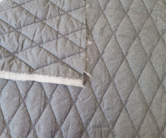Gray Nylon Double Sided Quilted Fabric with Polyester Filling