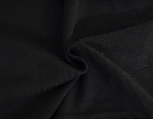 Jet Black 100% Cotton French Terry Knit