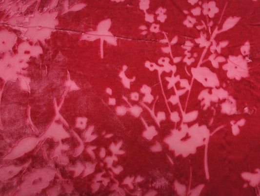Hot Pink 100% Silk Velvet Burnout Flower