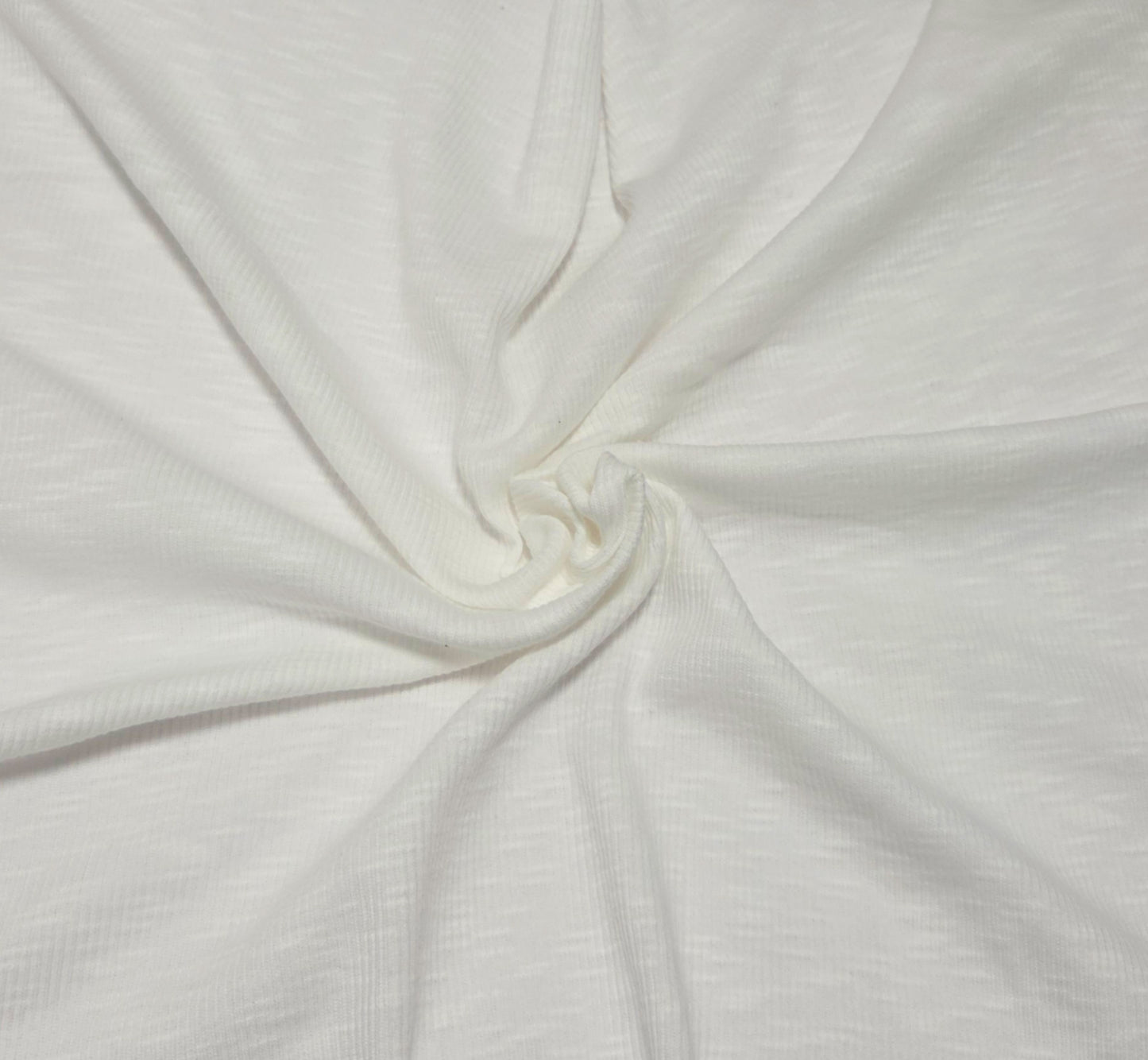 White Cotton Slub 2x2 Rib Knit 180GSM Fabric