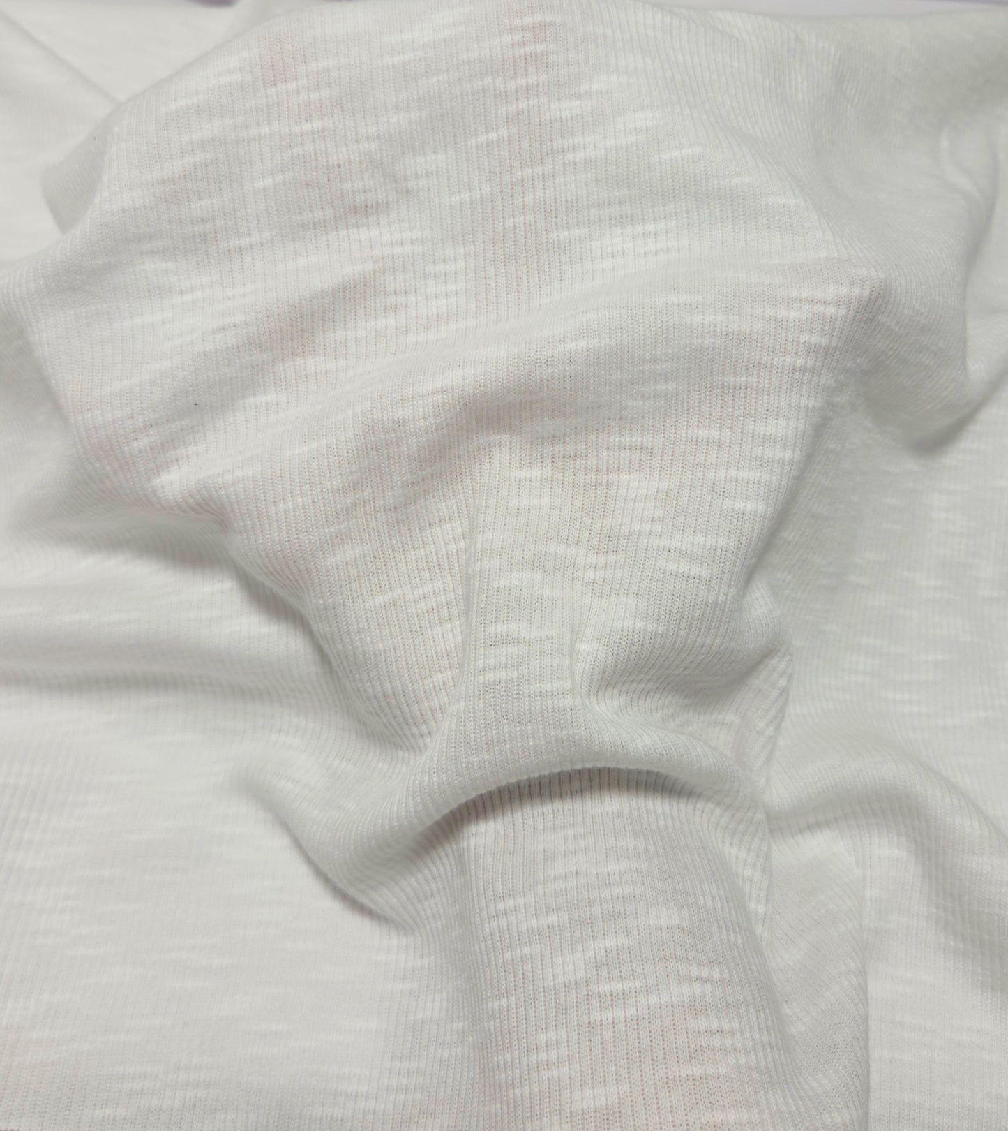 White Cotton Slub 2x2 Rib Knit 180GSM Fabric