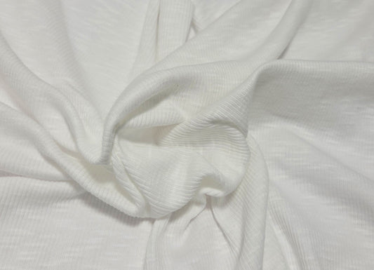 slub cotton rib knit fabric in white for cuffs, tank tops, headbands