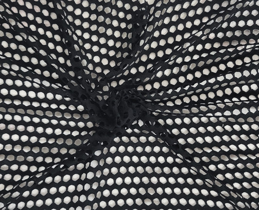 Black Cotton Spandex Fishnet (Netting) Knit Big Holes