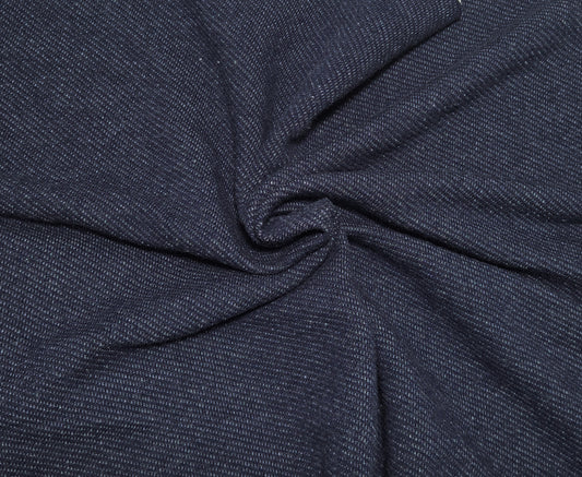 Two Tone Navy White 100% Cotton  French Terry Knit Fabric