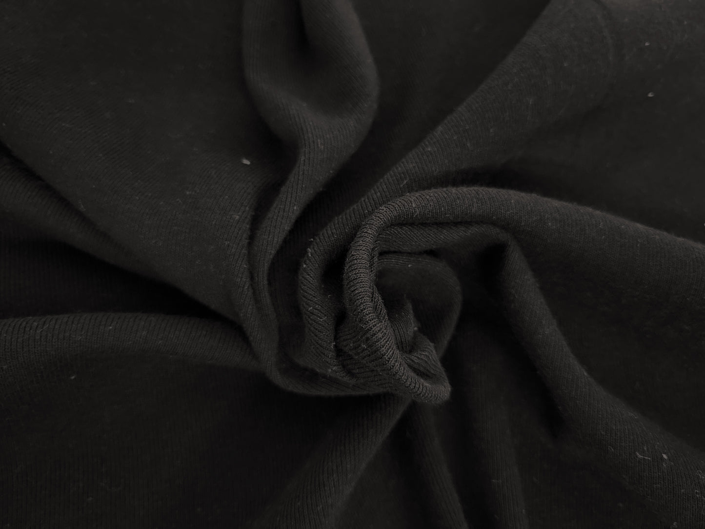 Black 1x1 Rib Knit 100% Cotton 290GSM 46" Width