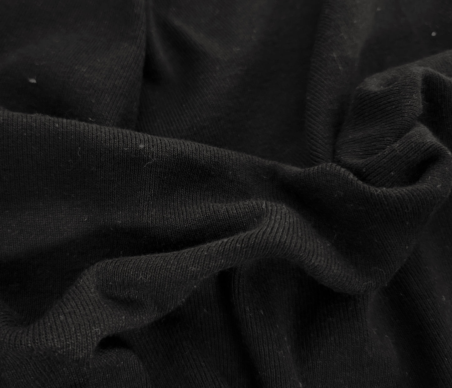 Black Cotton Spandex 1x1 Rib Knit 210 GSM