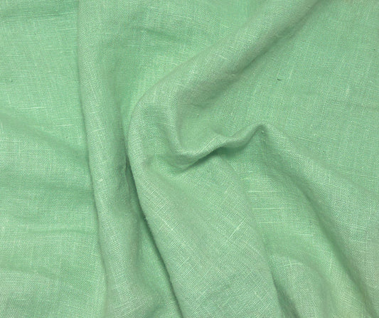 100% Woven Linen Prewashed Fabric Fresh Mint 200GSM