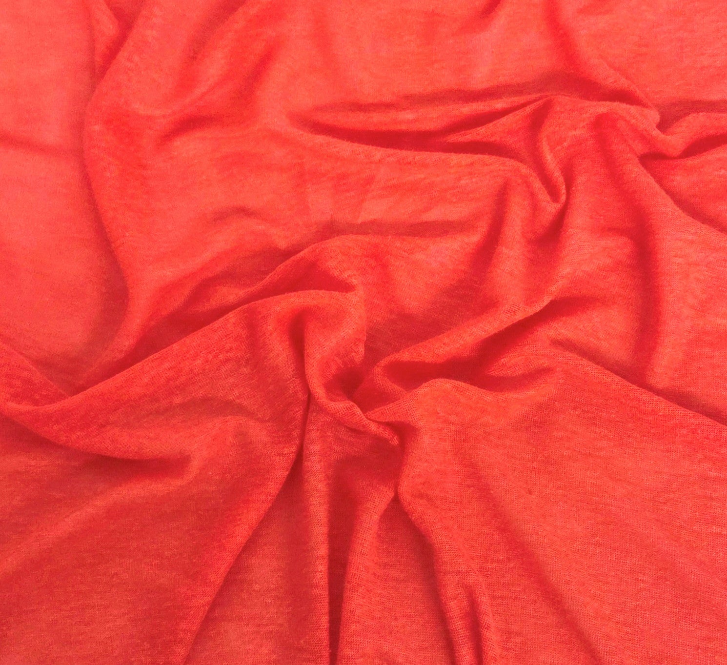 deadstock 100% linen jersey in orange color for t shirts dresses tank tops head wraps