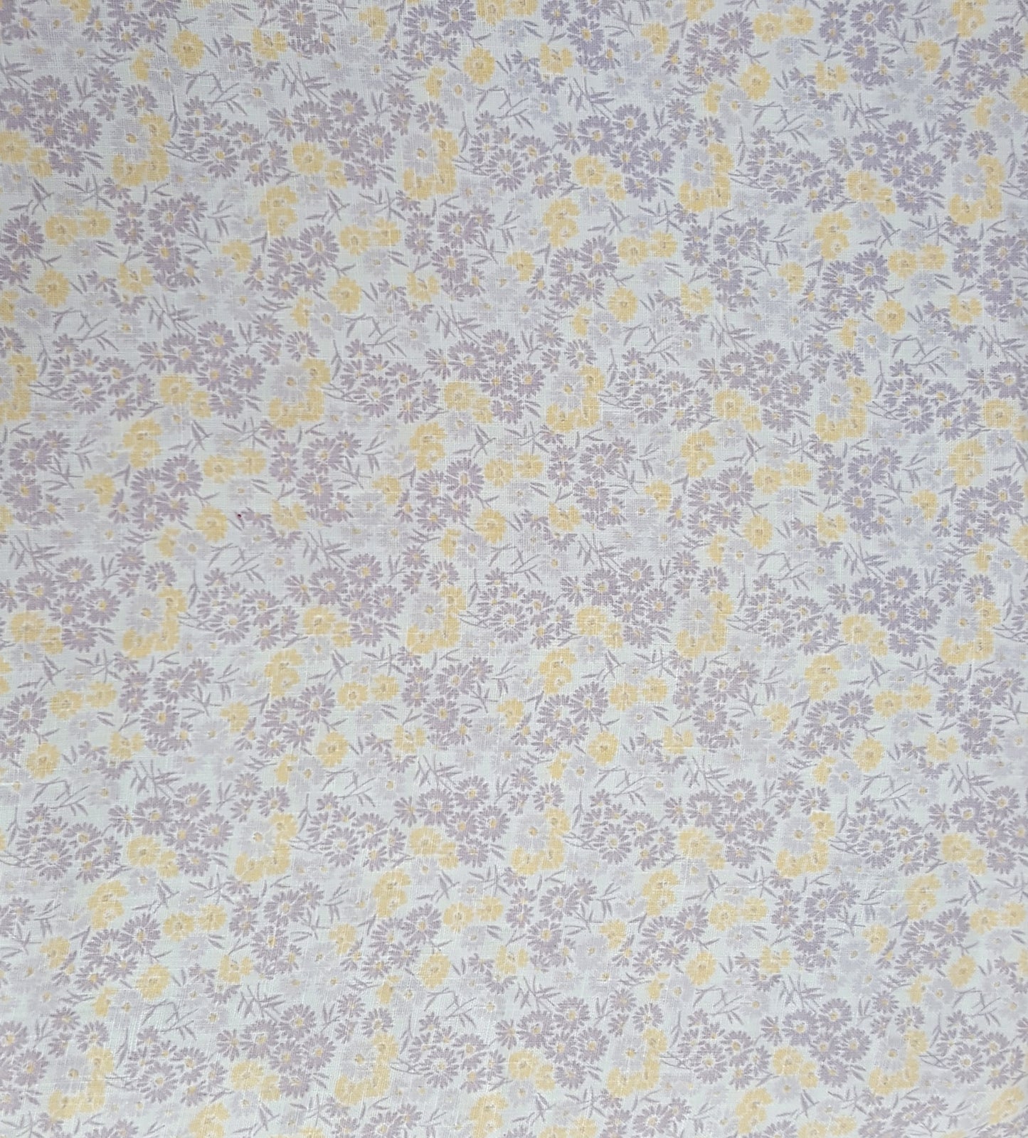 100% Woven Linen Purple Yellow Sunflower Print