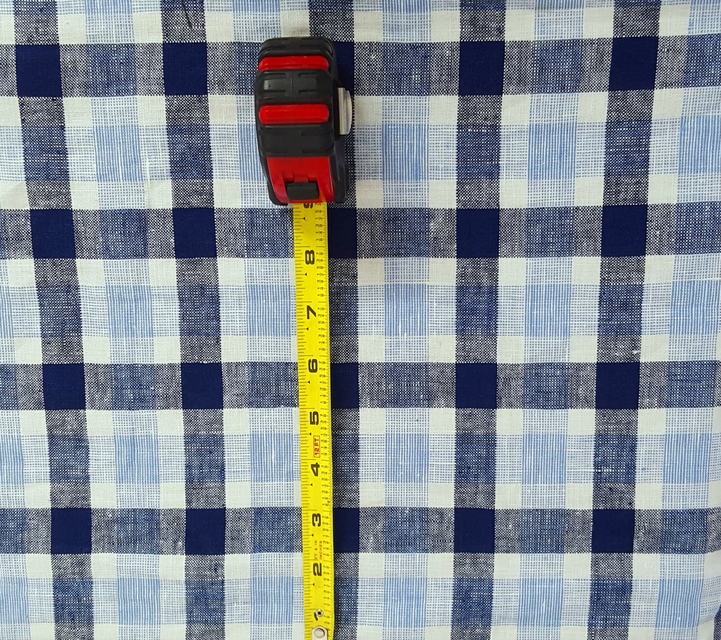 100% Woven Linen Blue White Medium Gingham Yarn Dye