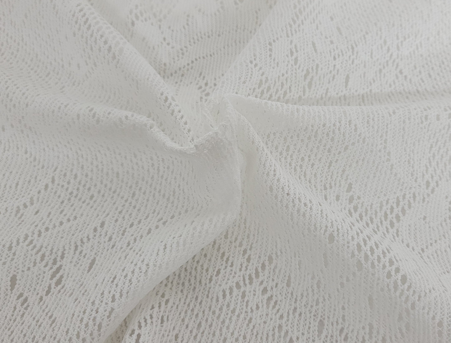 Off White Polyester Crochet Knit Lace