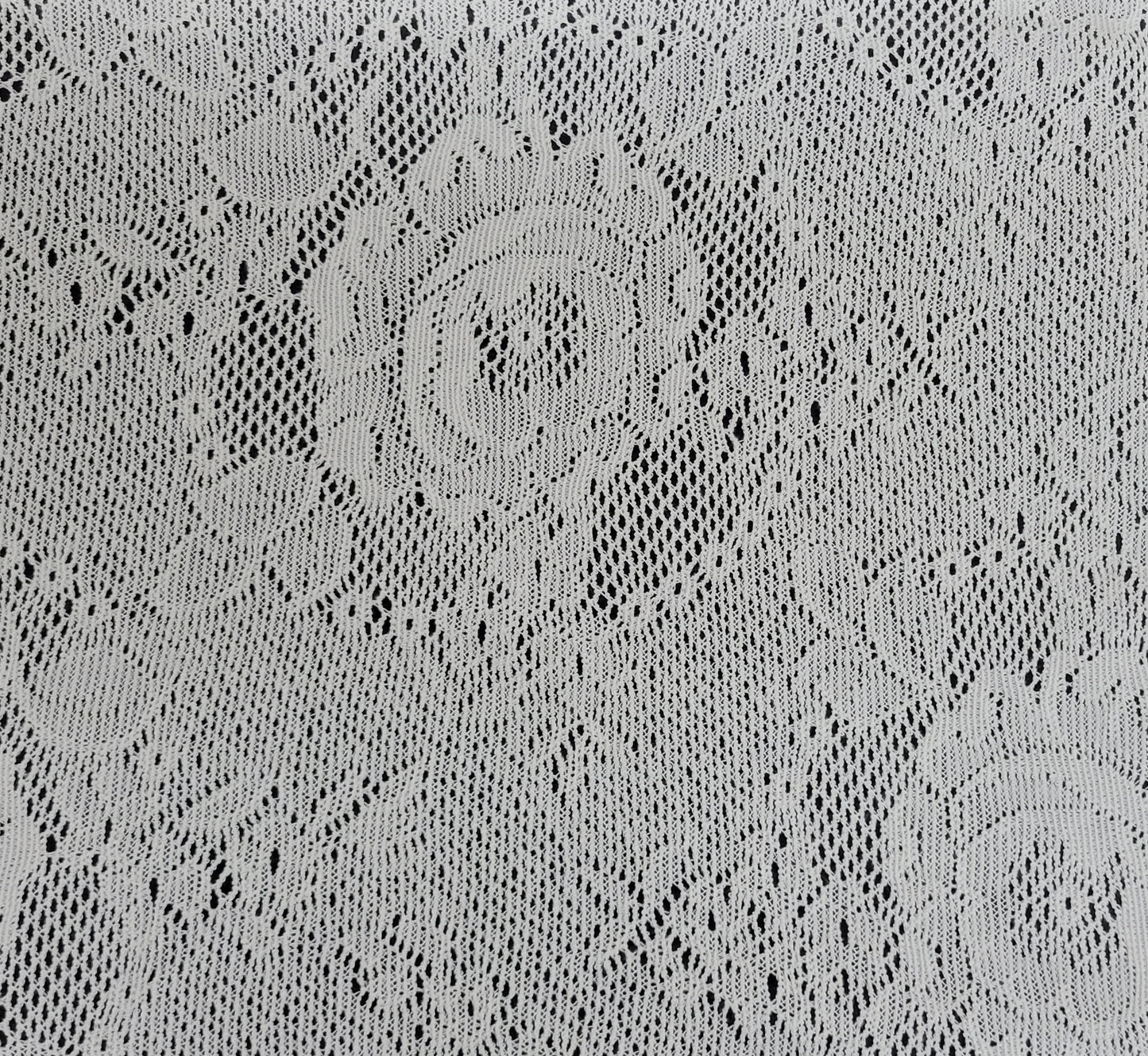 Off White Polyester Crochet Knit Lace
