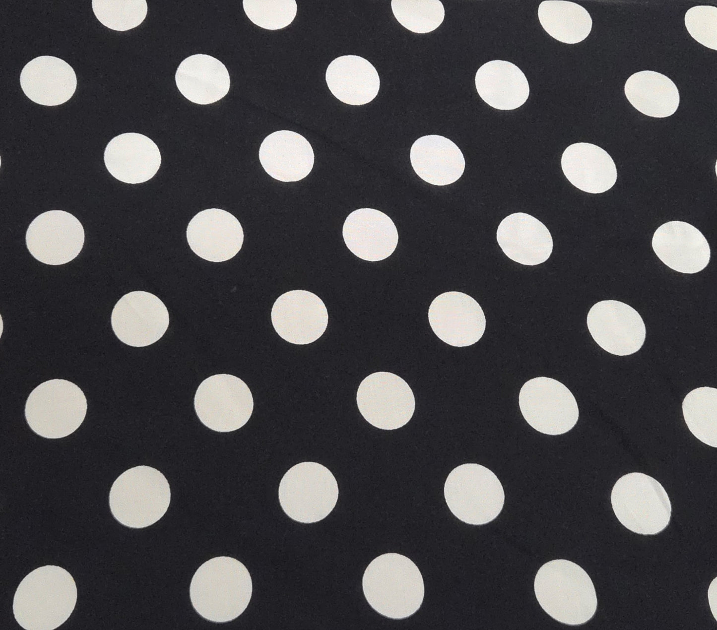 White Quarter Size Polka Dot on Black Rayon Challis