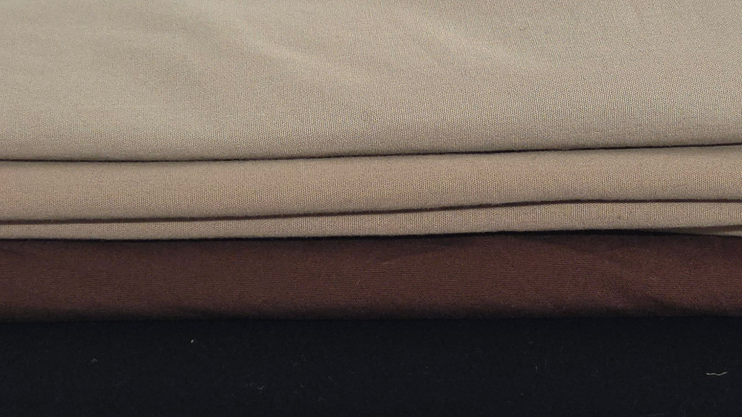 cotton canvas in 4 colors brown, black, khaki for apparel, jackets, bags, tightly woven fabric
