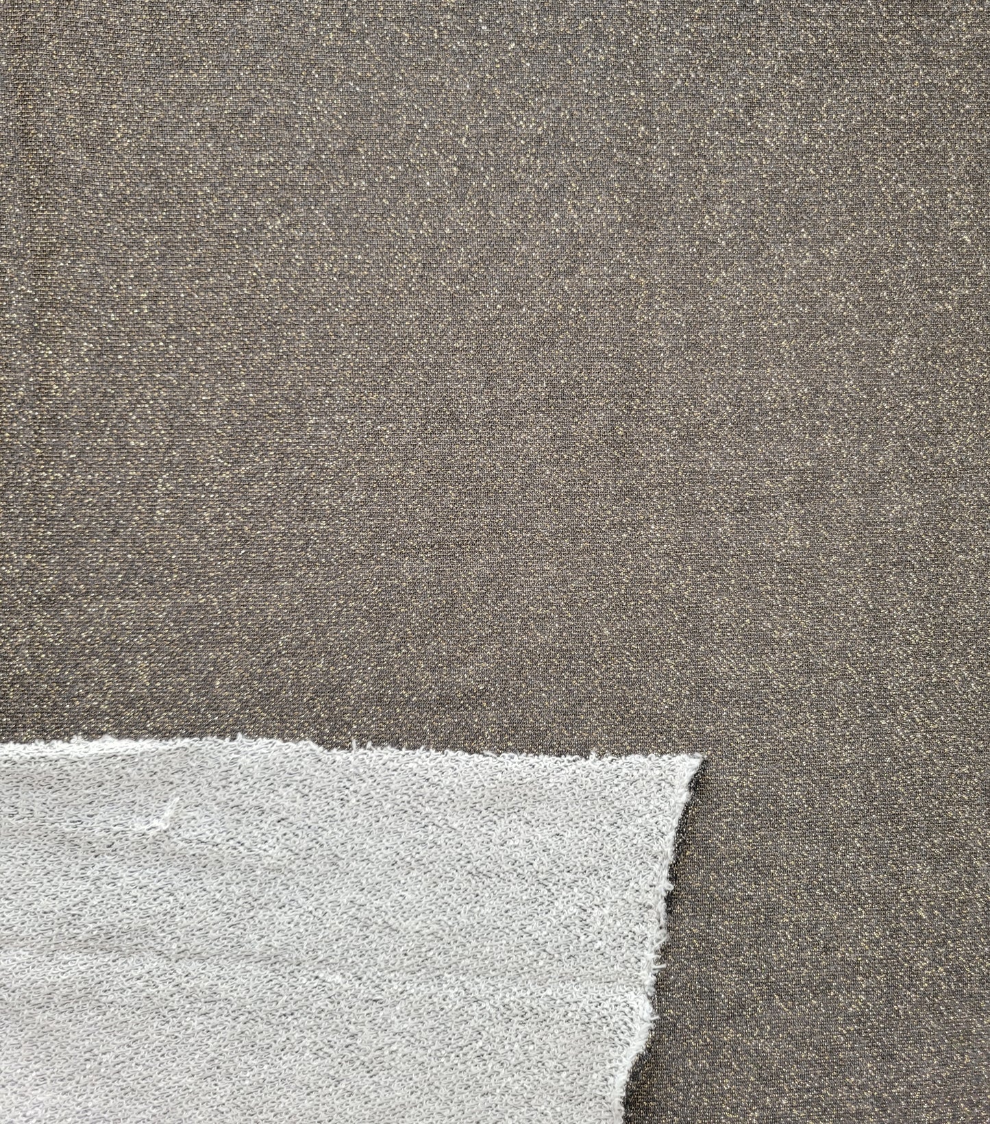 Brown With Lurex Glitter Cotton Blend French Terry Knit
