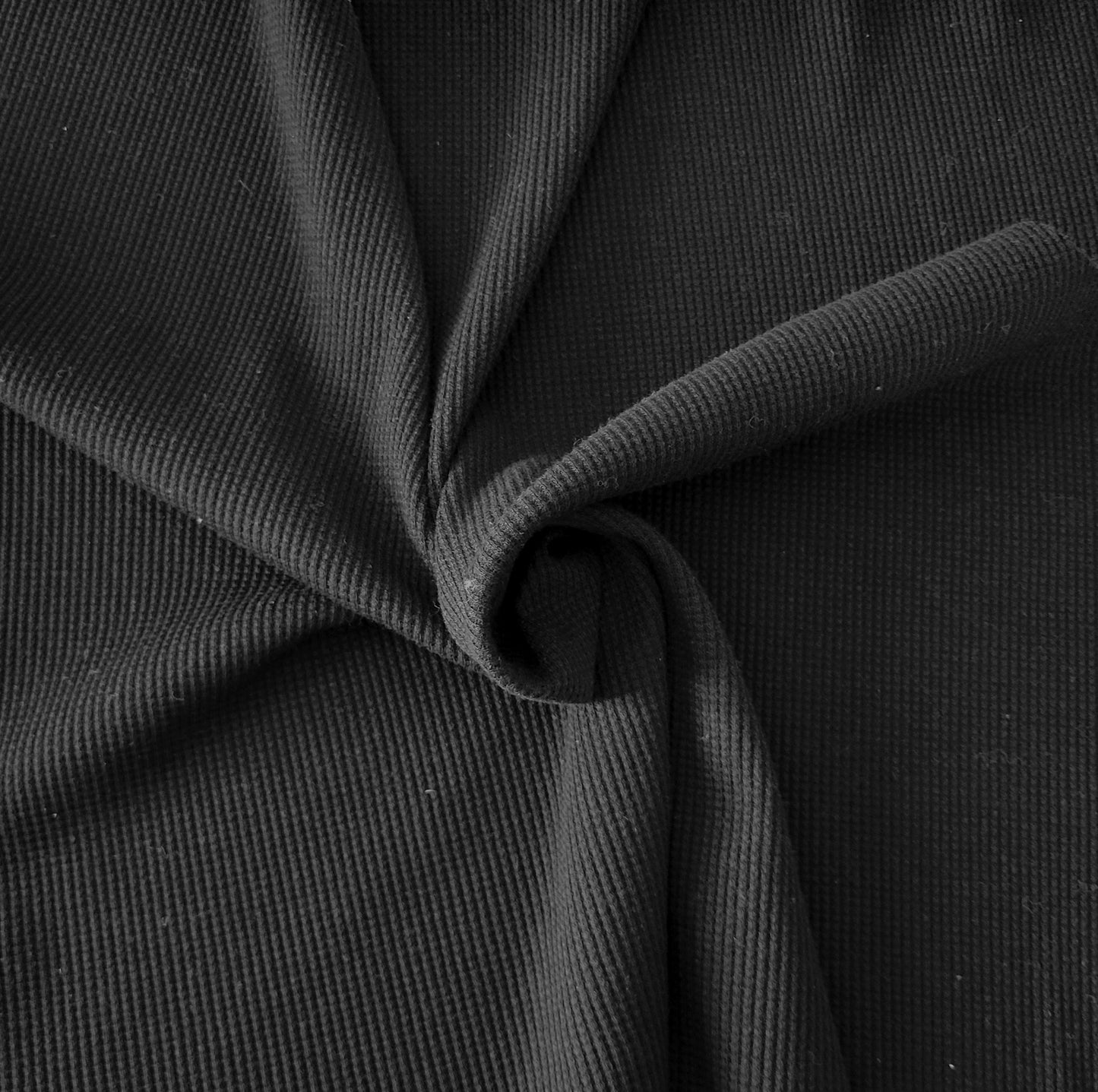 Cotton Blend Thermal Knit Fabric Black 250GSM