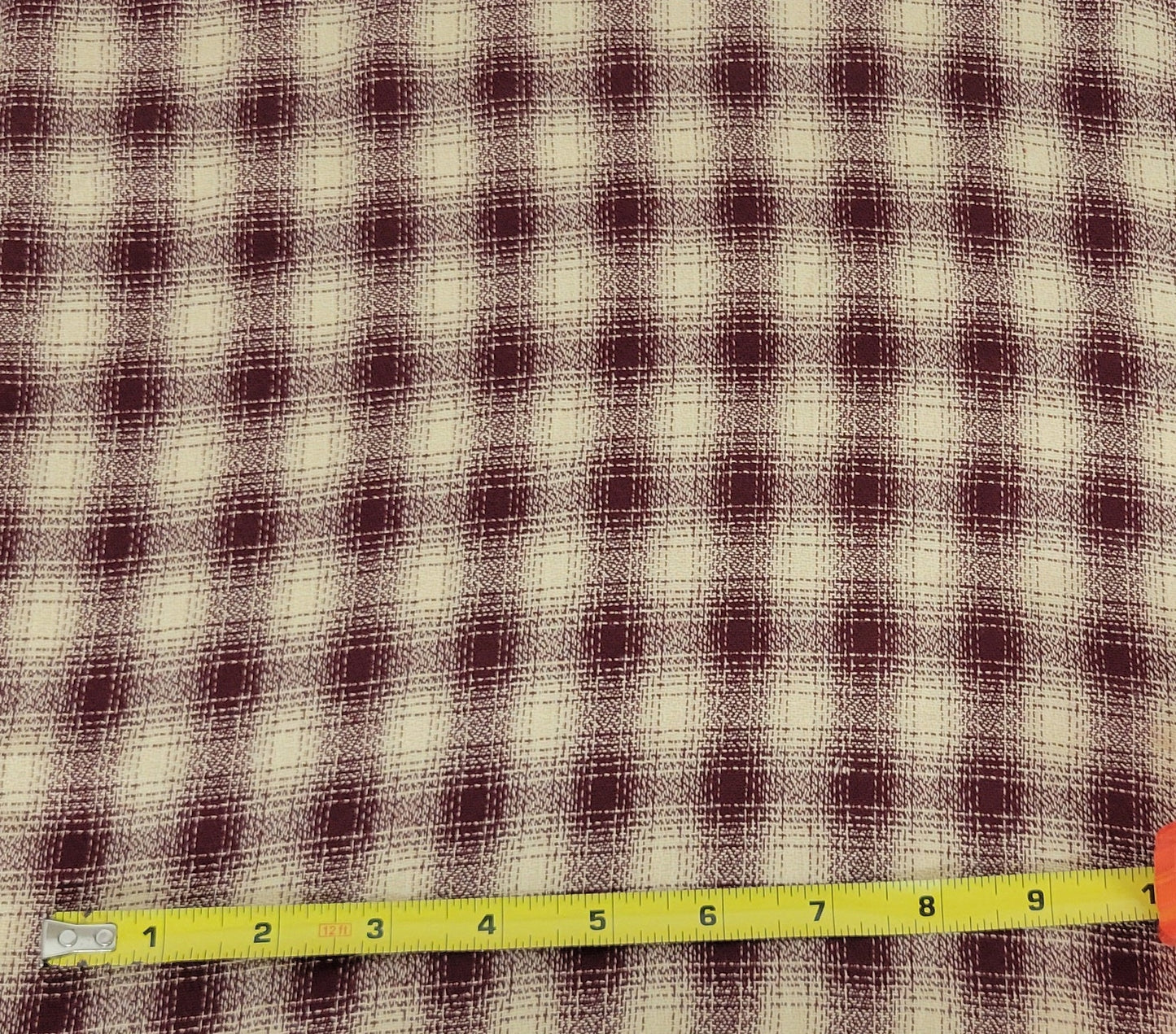 Yarn Dye Plaid Rayon Blend Wine / Khaki