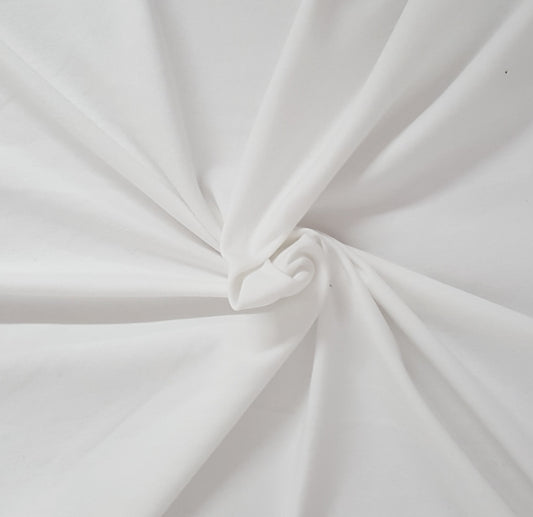 white cotton stretch jersey knit fabric by the yard and wholesale for t shirts, shorts, headbands, dog apparel
